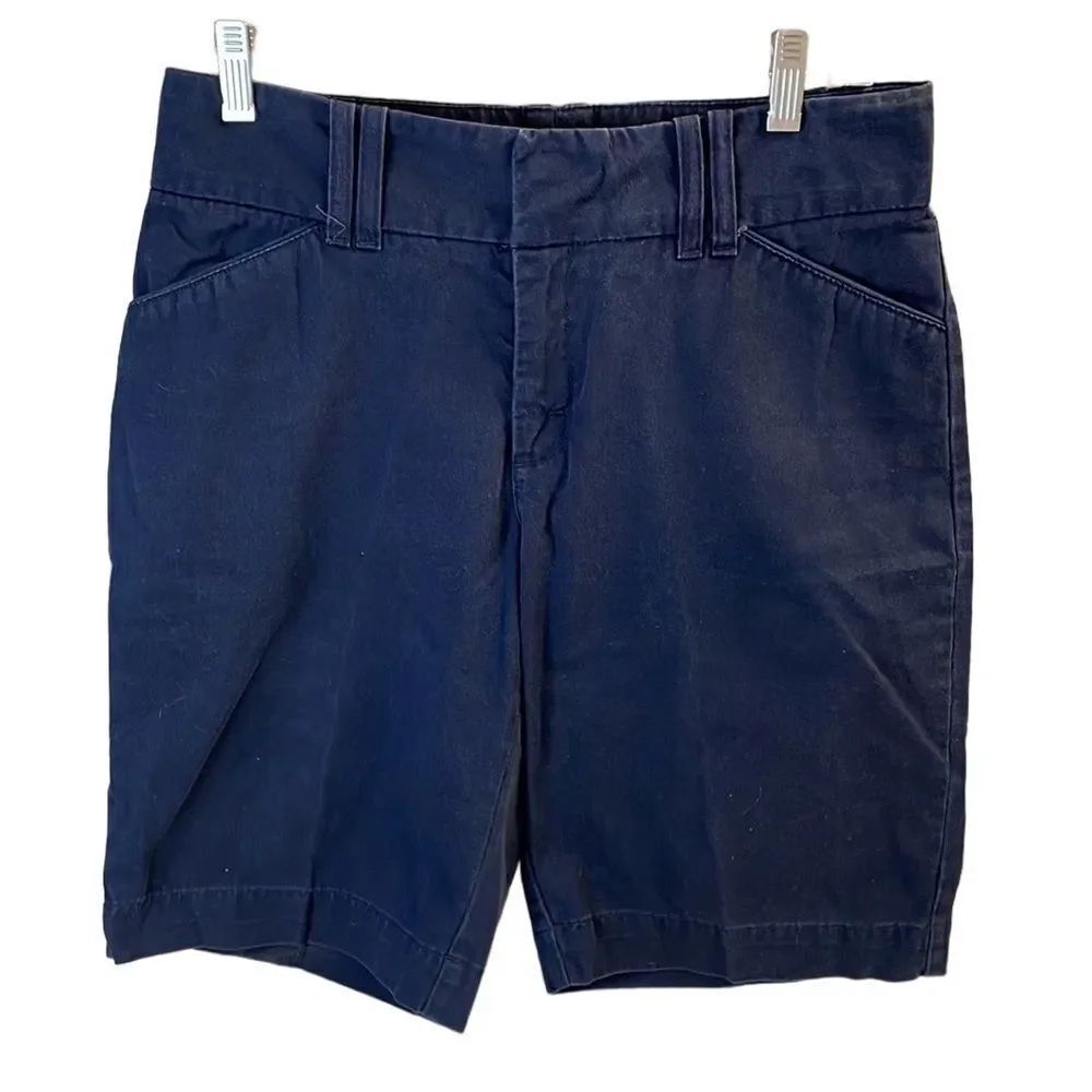 LEE Just Below The Waist Navy Blue Casual Cotton Pocket Zip Shorts SZ 10